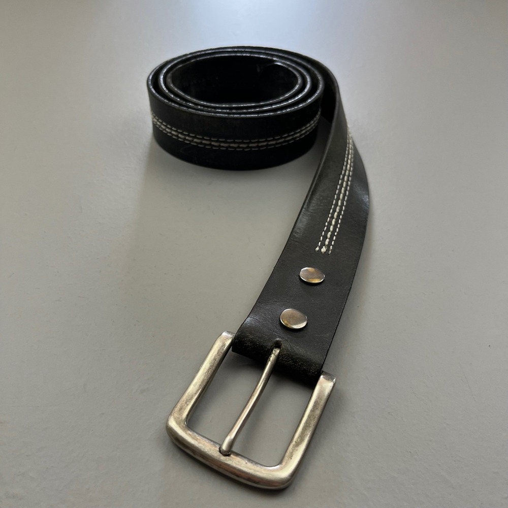 VTG Guide Gear Leather Belt Mens XL Black Contrast Triple Stitch Workwear 80461